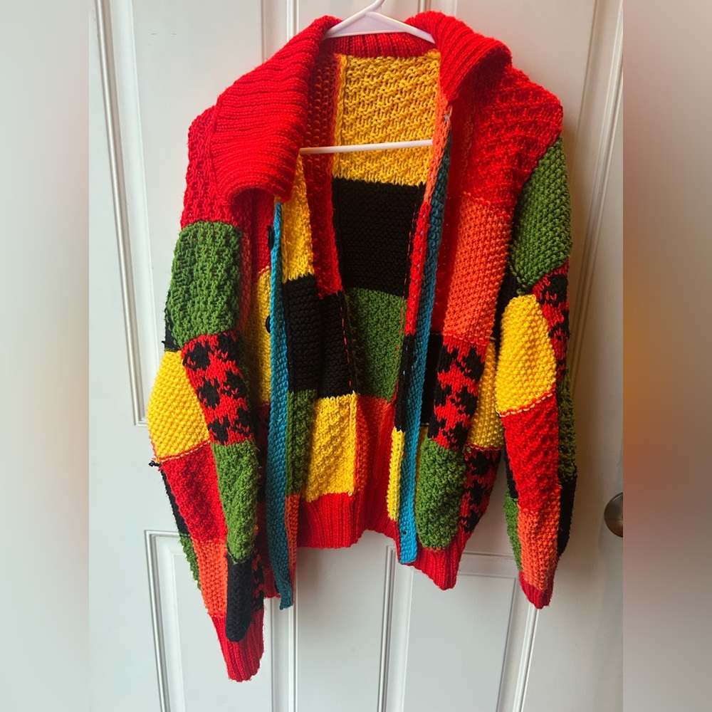 Harry Styles Hand Knitted Patchwork Cardigan - image 3